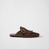 Shuffle fringed leather mules