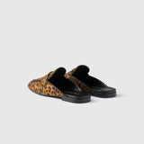Leopard-print leather mules