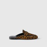 Leopard-print leather mules