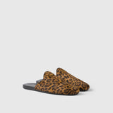Leopard-print leather mules
