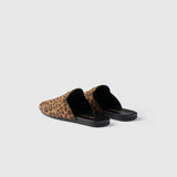 Leopard-print leather mules