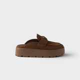Suede flatform mules