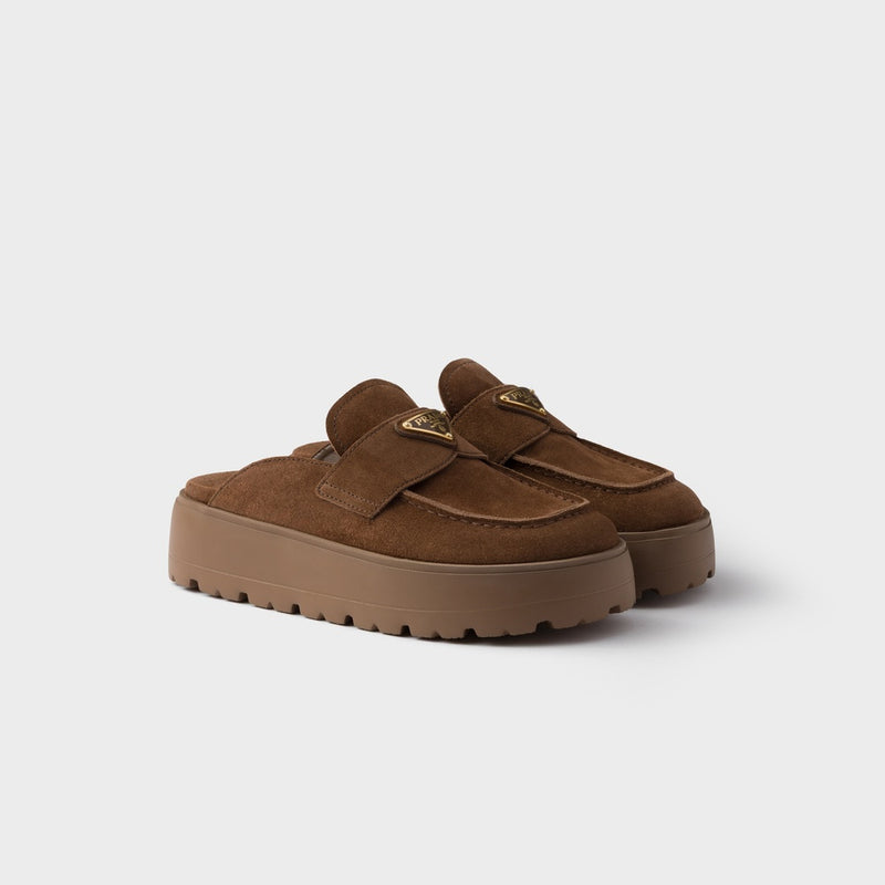 Suede flatform mules