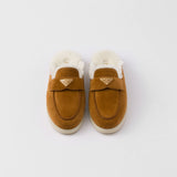 Suede and shearling slippers