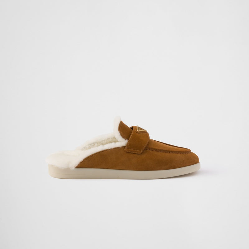 Suede and shearling slippers