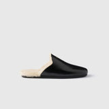 Brushed leather and shearling mules
