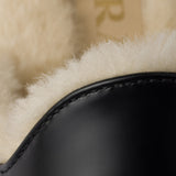 Brushed leather and shearling mules