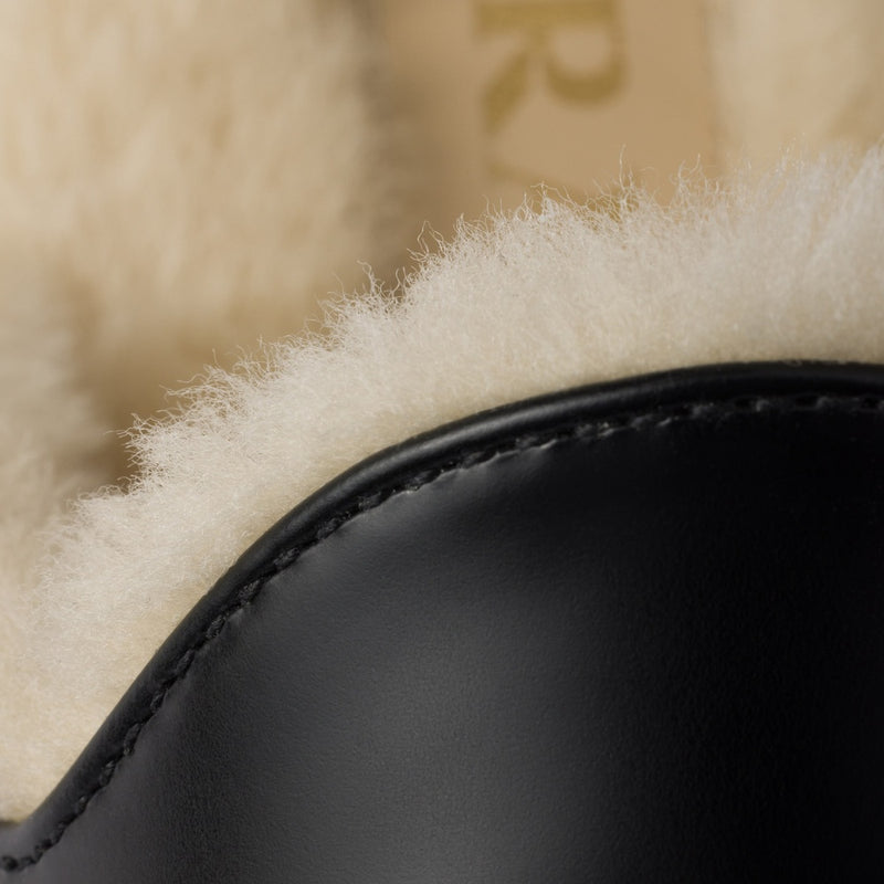 Brushed leather and shearling mules