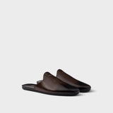 Brushed leather mules