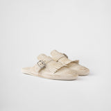 Shuffle fringed leather mules