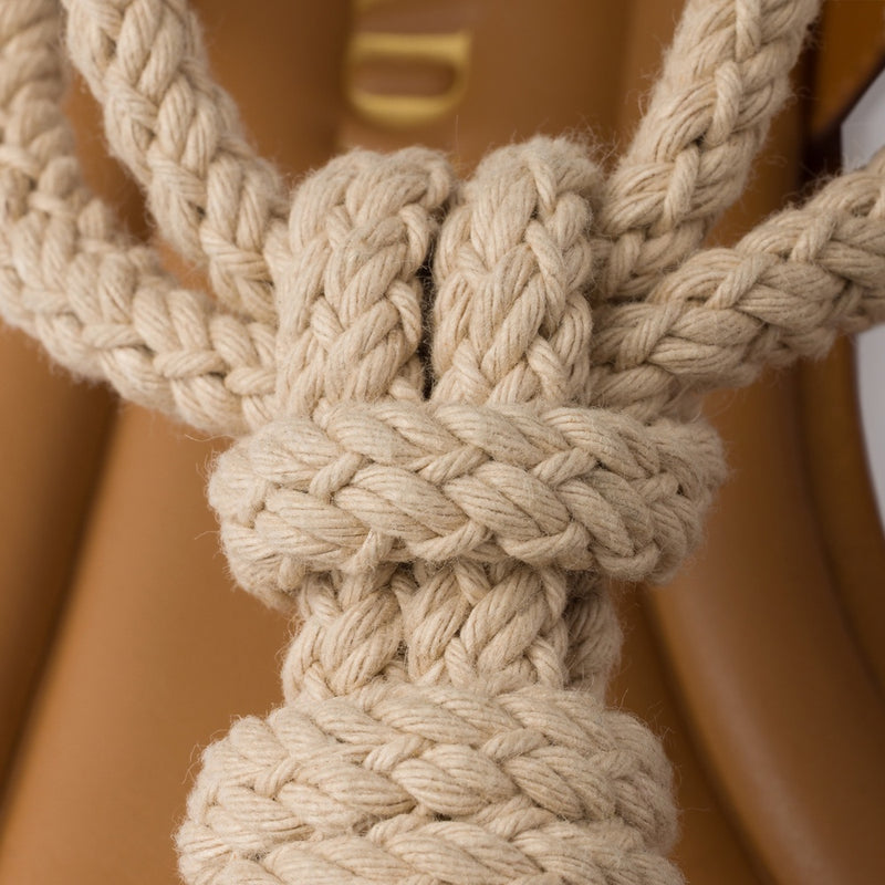 Flat leather and cord sandals