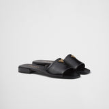 Saffiano patent leather slides