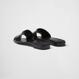 Saffiano patent leather slides