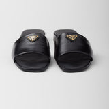 Saffiano patent leather slides