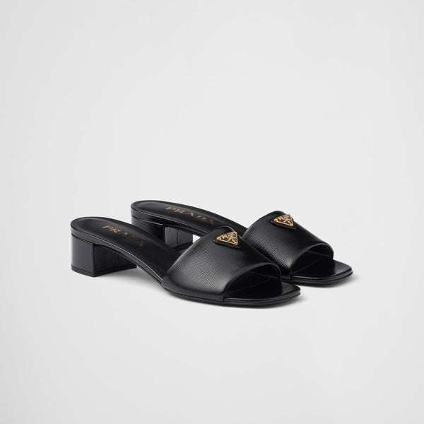 Saffiano patent leather sandals