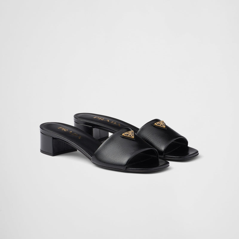 Saffiano patent leather sandals