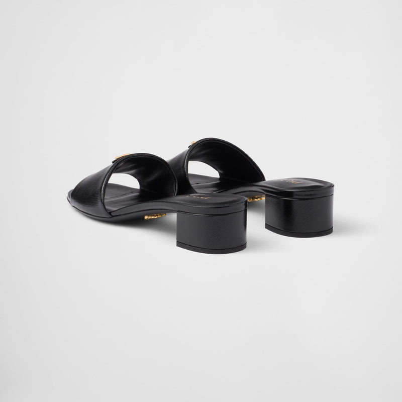 Saffiano patent leather sandals