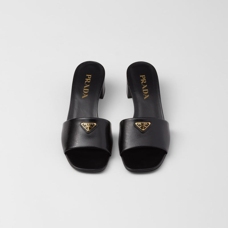 Saffiano patent leather sandals