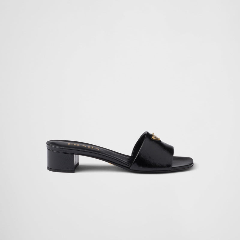 Saffiano patent leather sandals