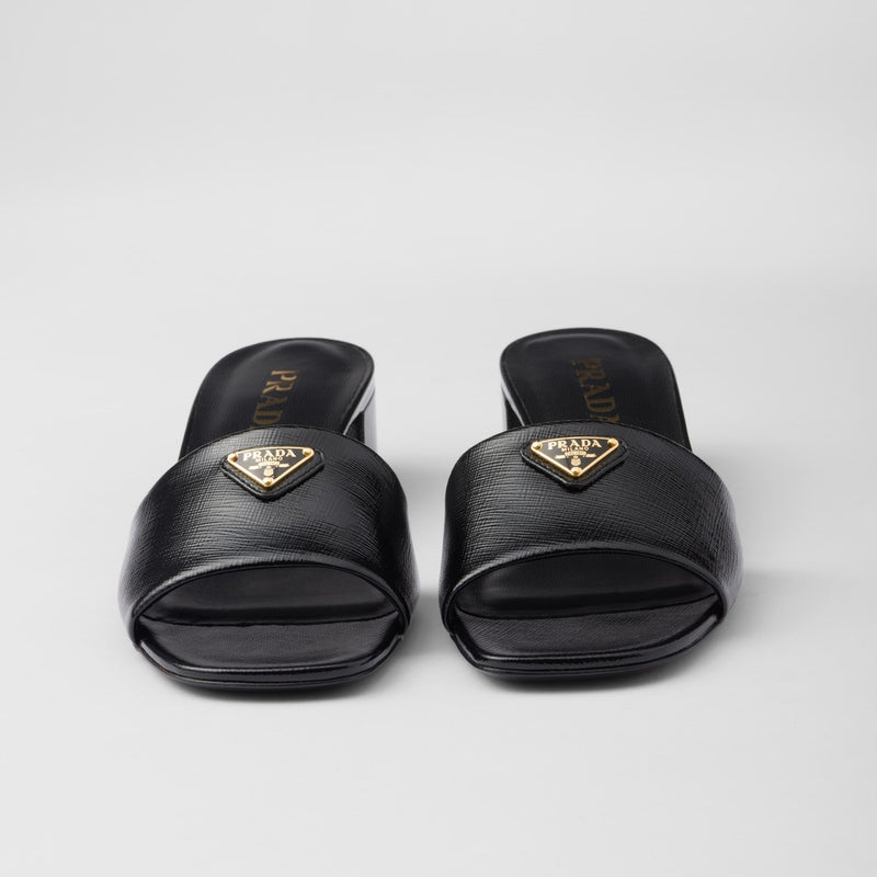 Saffiano patent leather sandals