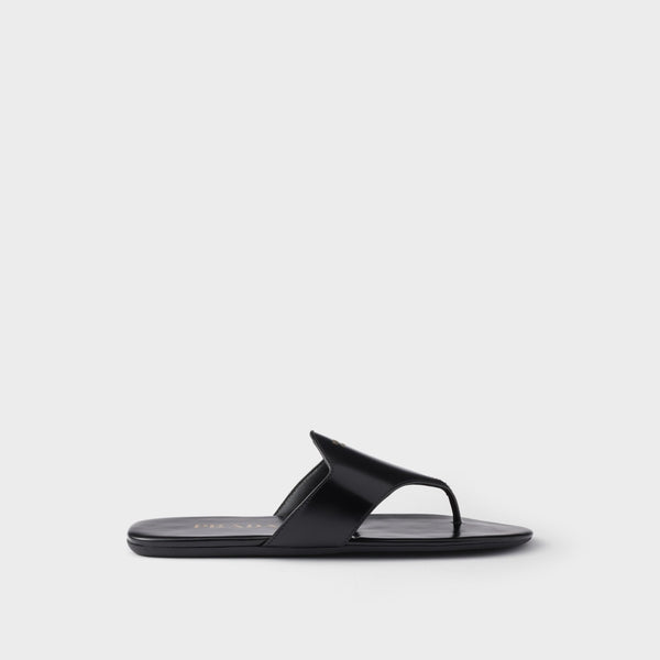 Brushed leather thong sandals