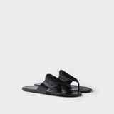 Brushed leather thong sandals