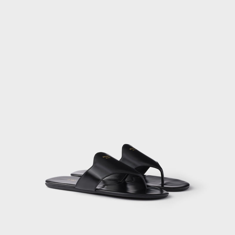 Brushed leather thong sandals