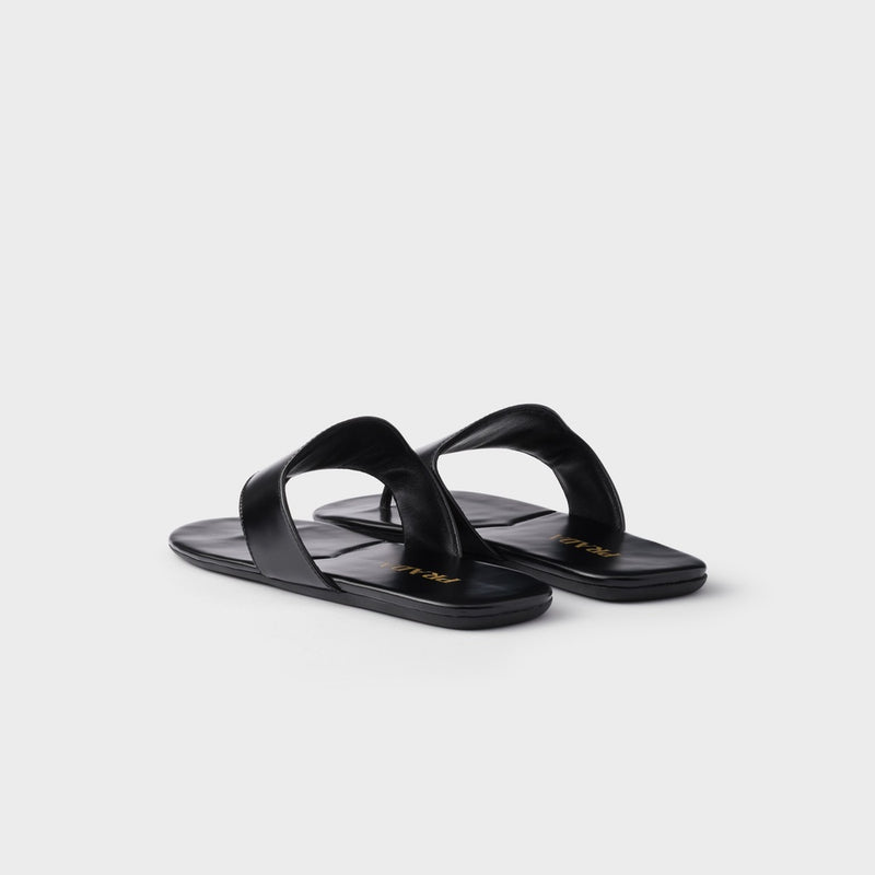 Brushed leather thong sandals