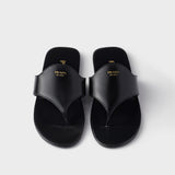 Brushed leather thong sandals