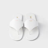 Brushed leather thong sandals