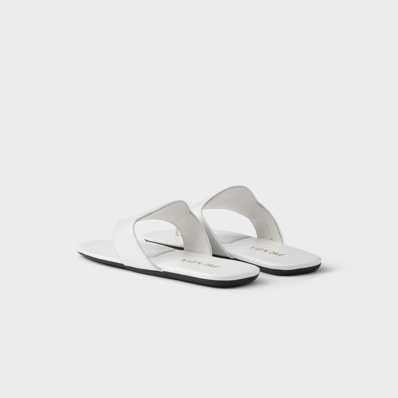 Brushed leather thong sandals