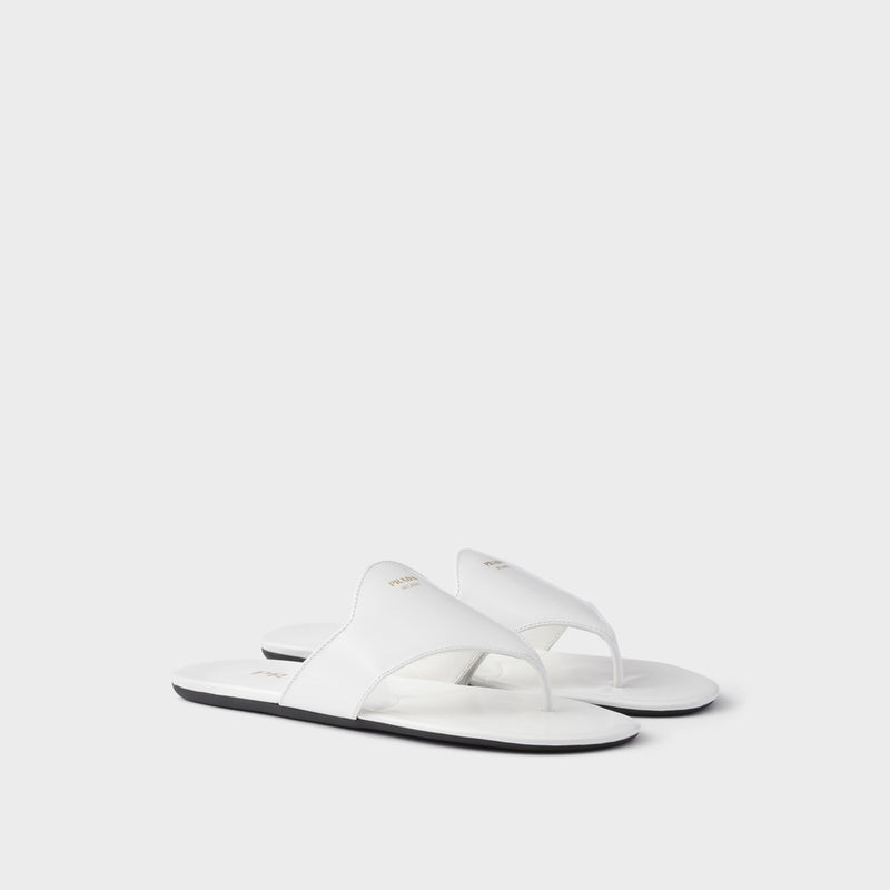 Brushed leather thong sandals