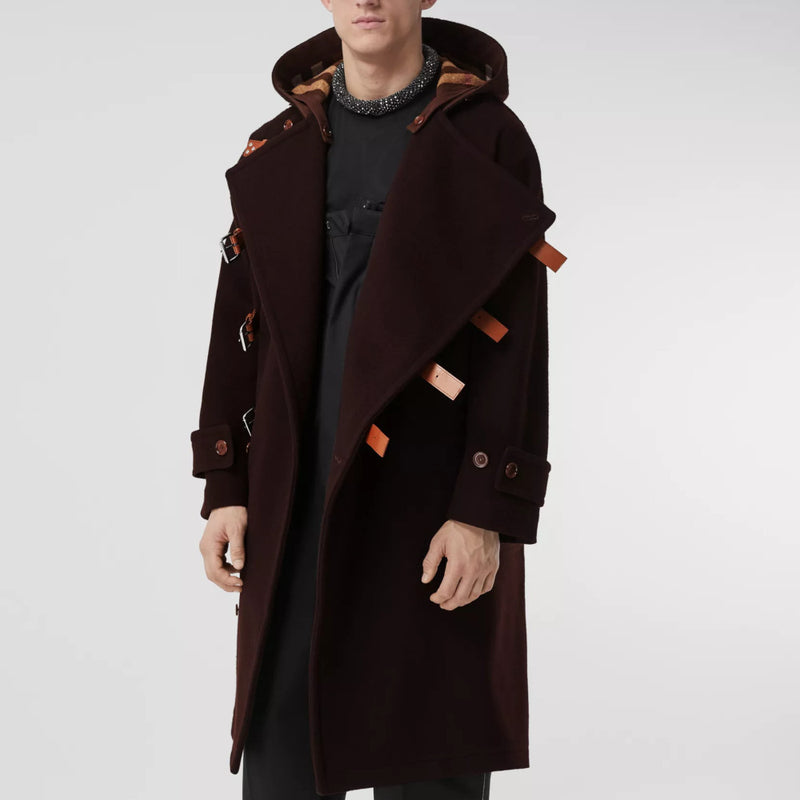 Strap Detail Wool Hooded Duffle Coat
