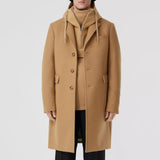Label Applique Camel Hair Wool Tailored Coat
