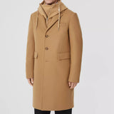 Label Applique Camel Hair Wool Tailored Coat