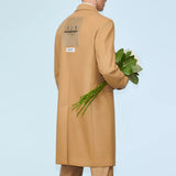 Label Applique Camel Hair Wool Tailored Coat