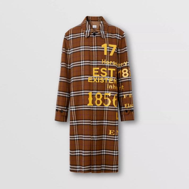 Horseferry Print Check Wool Car Coat