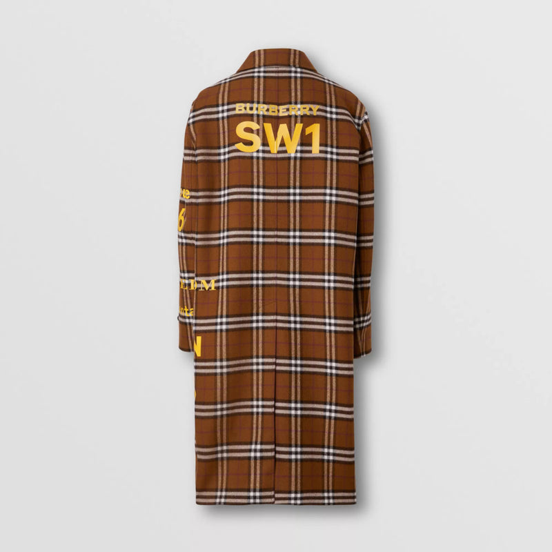 Horseferry Print Check Wool Car Coat