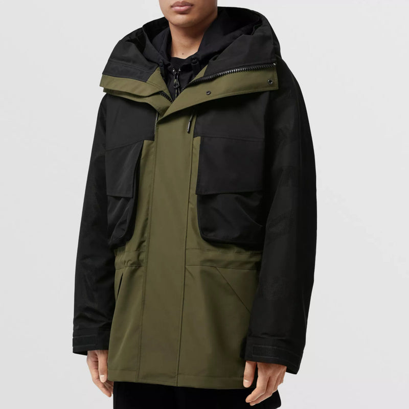 Perforated Logo Two-tone Parka