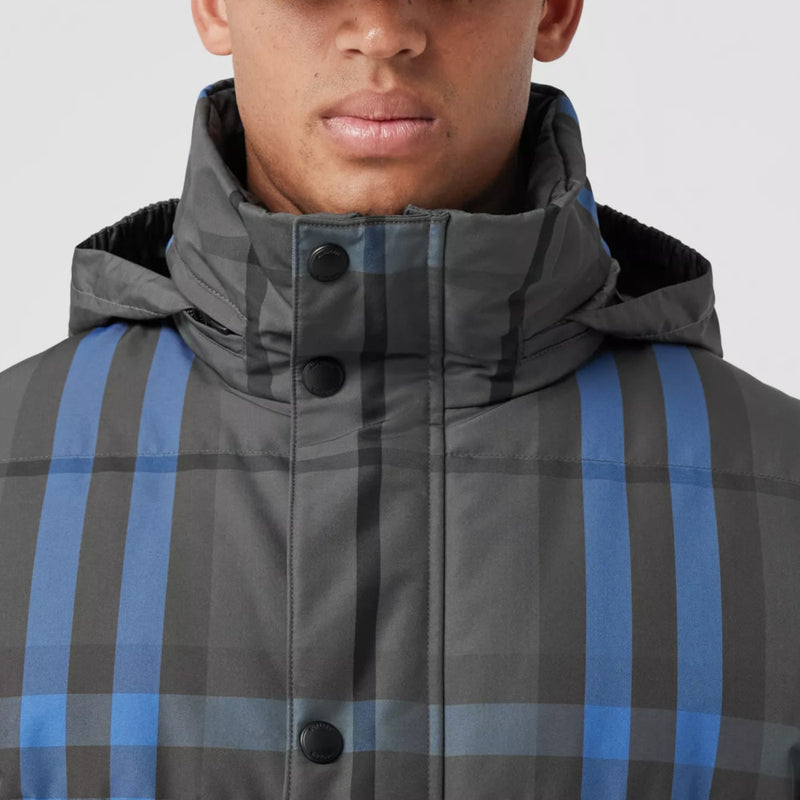 Packaway Hood Reversible Check Nylon Puffer Jacket