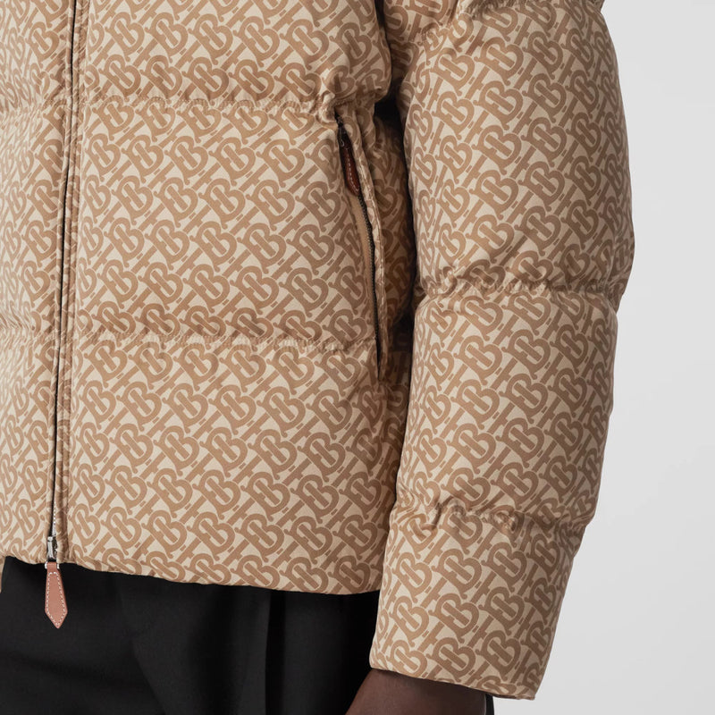 Burberry Monogram Motif Jacquard Puffer Jacket Soft Fawn for Men
