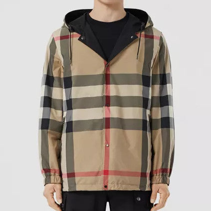 Reversible Check Hooded Jacket