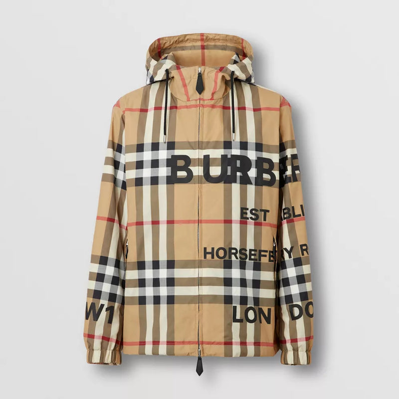 Horseferry Print Check Nylon Hooded Jacket