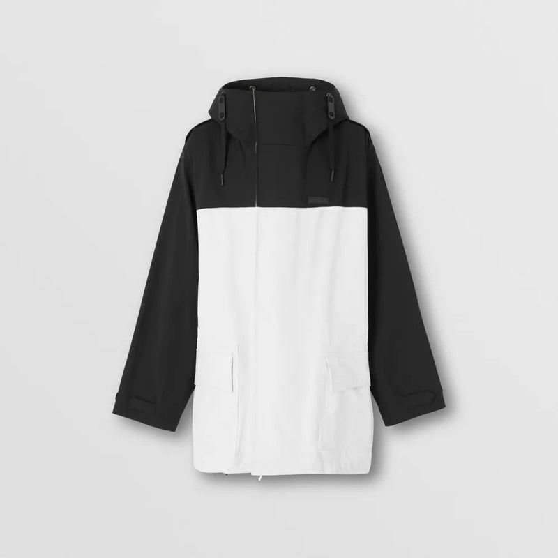 Logo Print Two-tone Oversized Hooded Jacket