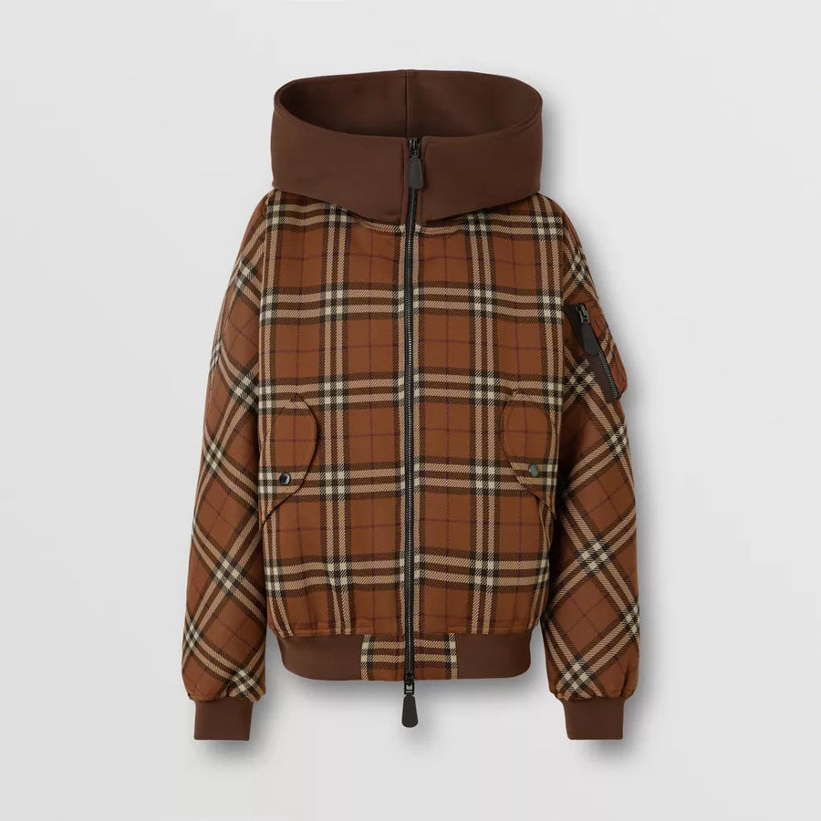 Burberry Check Jacquard Hooded Bomber Jacket 80608911 Burberry Check Jacquard Hooded Bomber Jacket 80608911