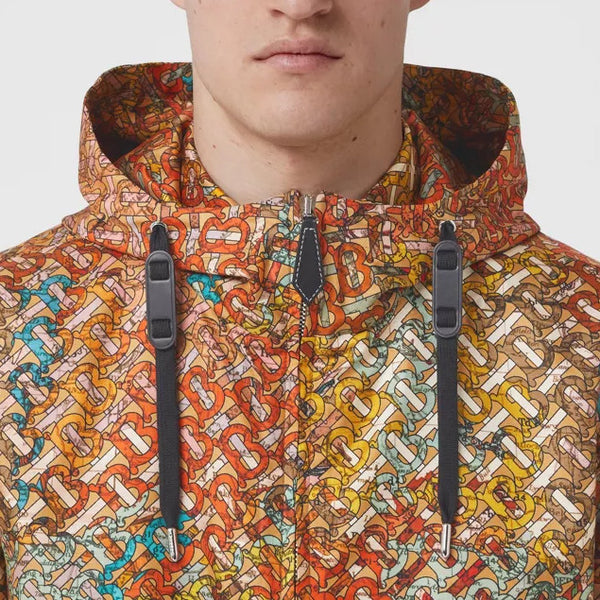 Monogram Map Print Silk Hooded Jacket