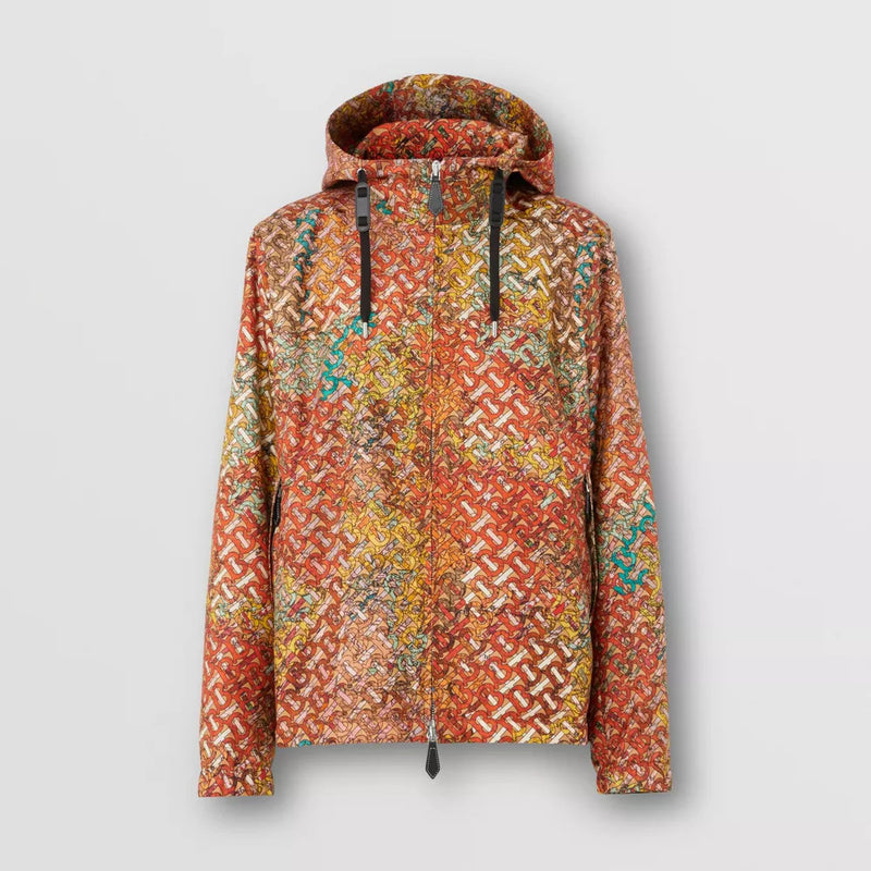 Monogram Map Print Silk Hooded Jacket