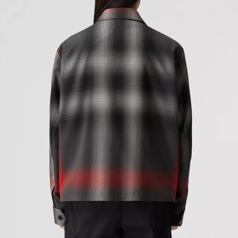 Blurred Check Wool Harrington Jacket