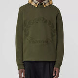 Embroidered Oak Leaf Crest Cotton Sweatshirt