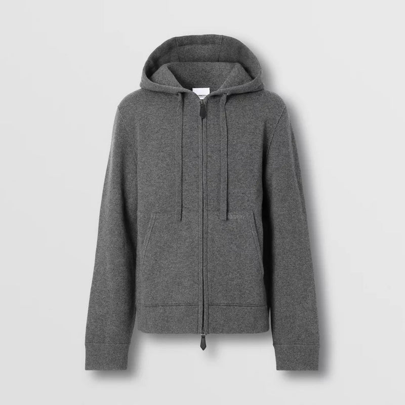 Logo Detail Cashmere Blend Hooded Top